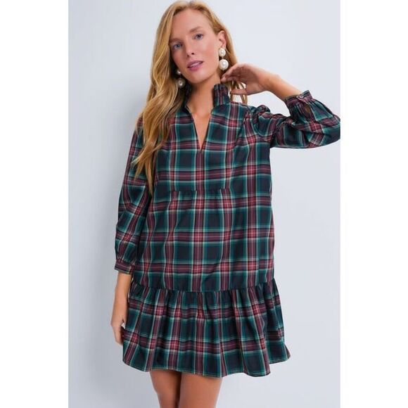 NEW‎ Tuckernuck Highland Tartan Plaid Palmerston Flounce Mini Dress Size Small - Picture 4 of 9
